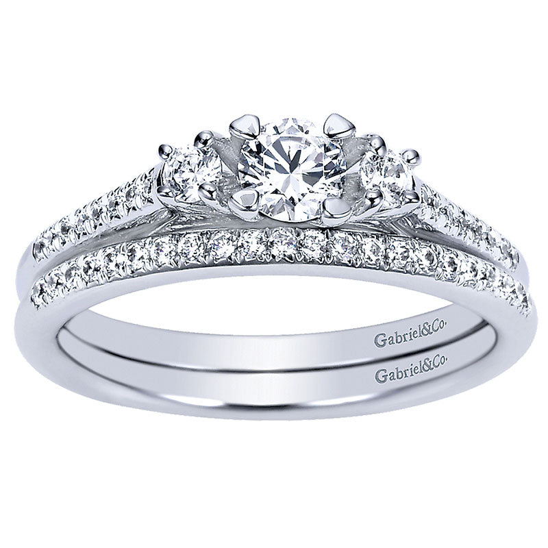 Wedding Band 14k White Gold Diamond Straight