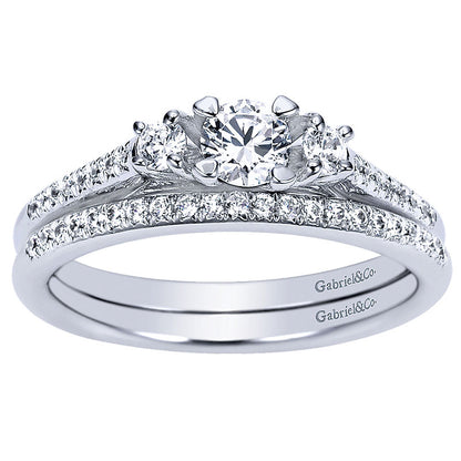 Wedding Band 14k White Gold Diamond Straight