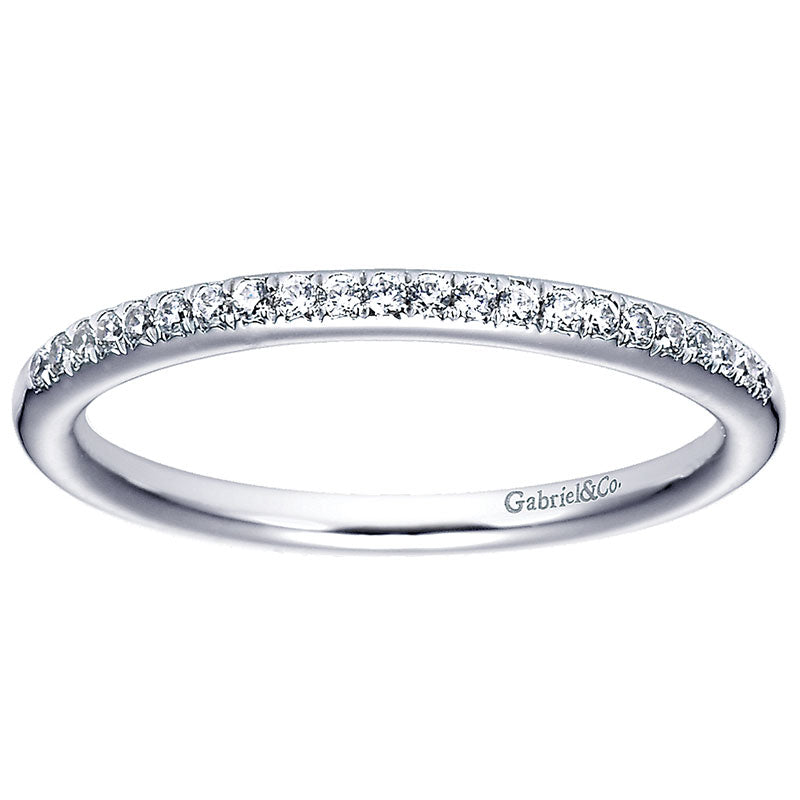 Wedding Band 14k White Gold Diamond Straight