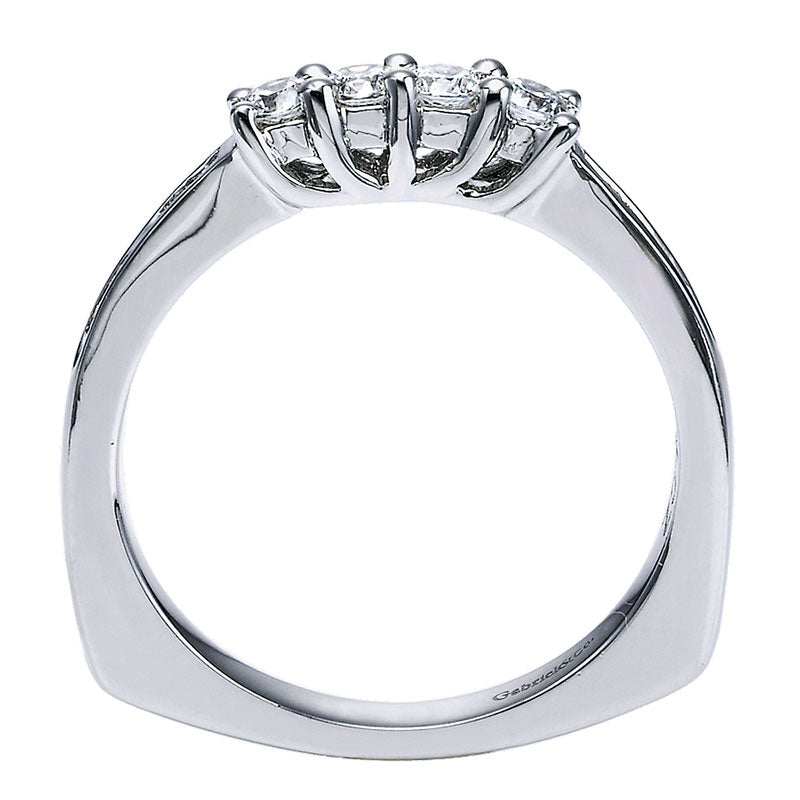 Wedding Band 14k White Gold Diamond Straight