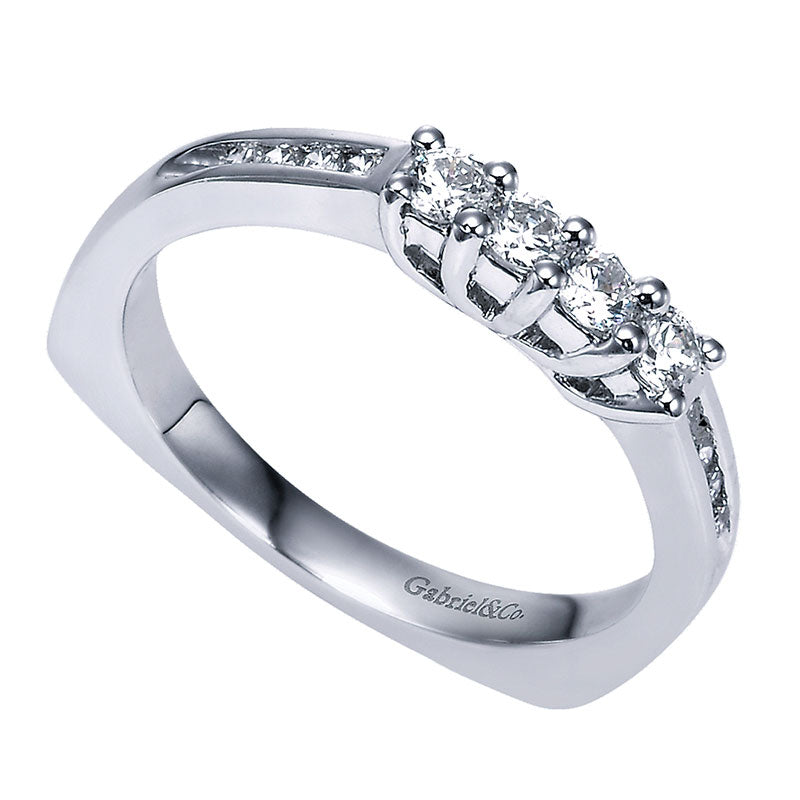 Wedding Band 14k White Gold Diamond Straight