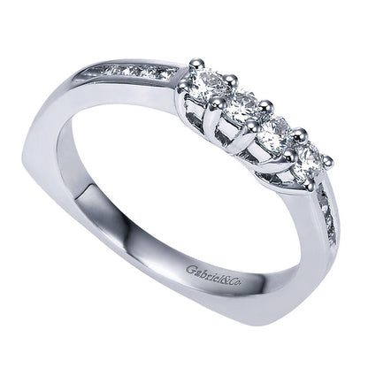 Wedding Band 14k White Gold Diamond Straight