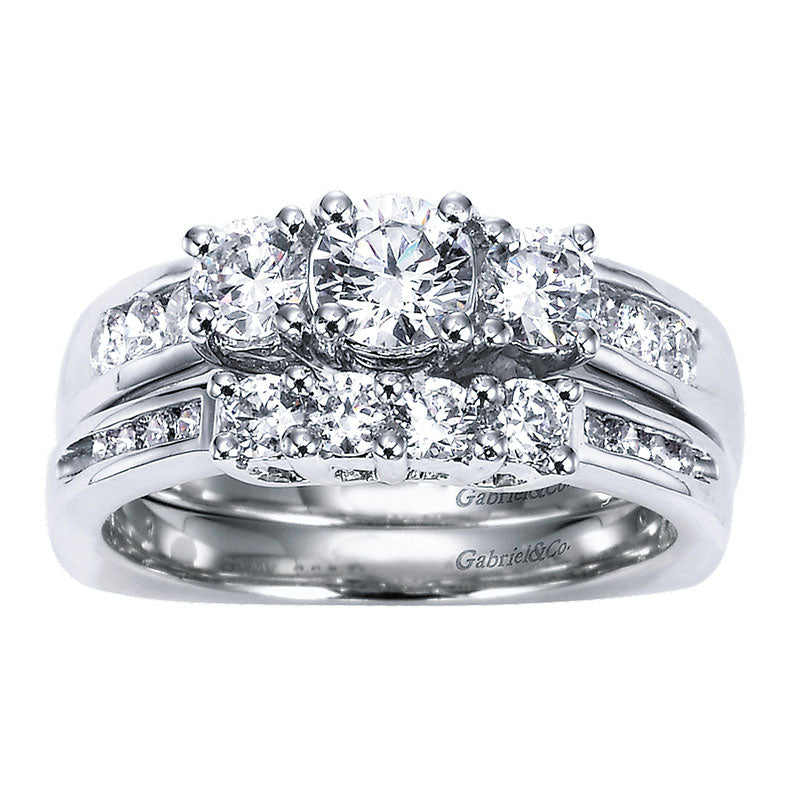 Wedding Band 14k White Gold Diamond Straight