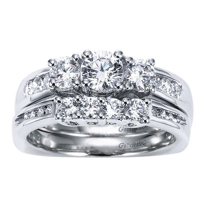 Wedding Band 14k White Gold Diamond Straight