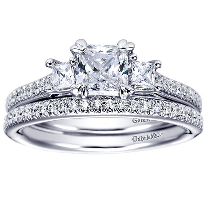 Wedding Band 14k White Gold Diamond Straight