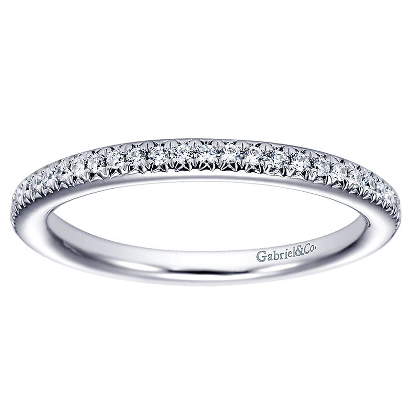 Wedding Band 14k White Gold Diamond Straight