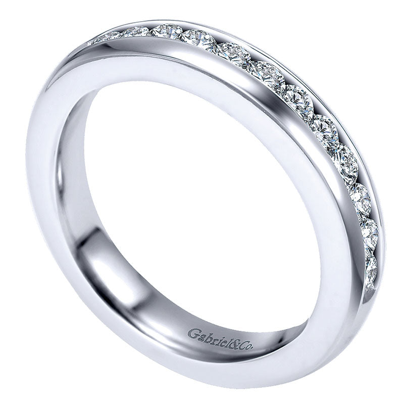 Wedding Band 14k White Gold Diamond Straight