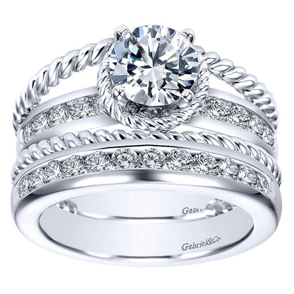Wedding Band 14k White Gold Diamond Straight