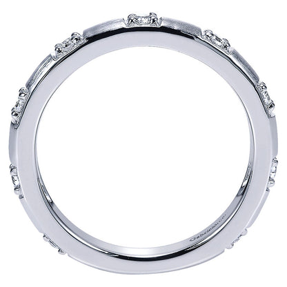 Wedding Band 14k White Gold Diamond Straight
