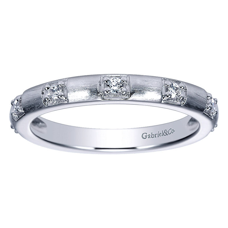 Wedding Band 14k White Gold Diamond Straight