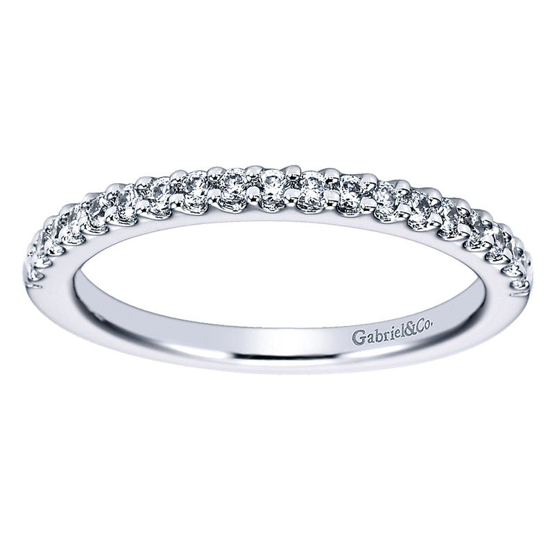 Wedding Band 14k White Gold Diamond Straight