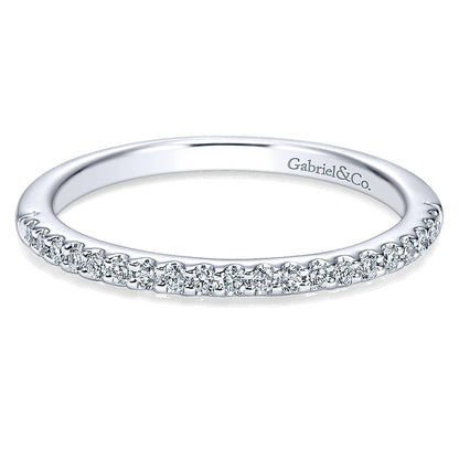 Wedding Band 14k White Gold Diamond Straight