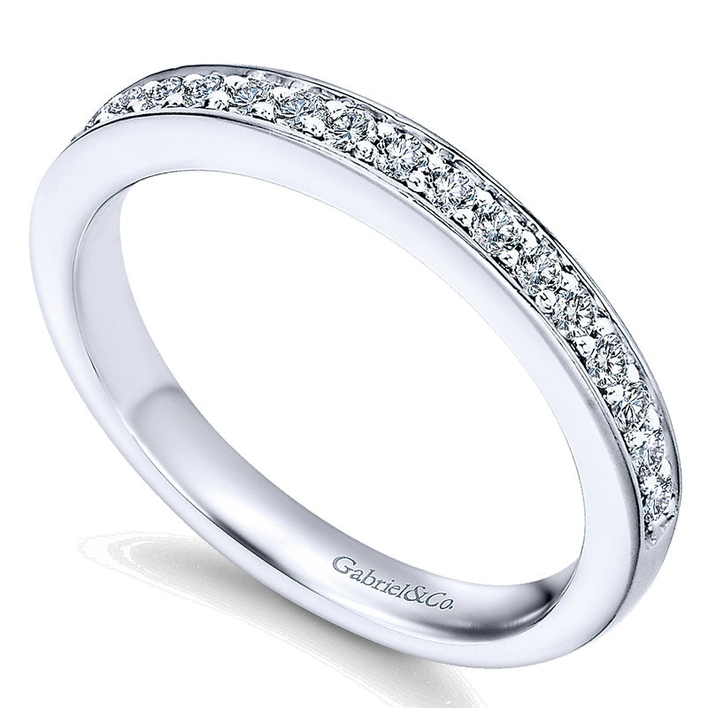 Wedding Band 14k White Gold Diamond Straight