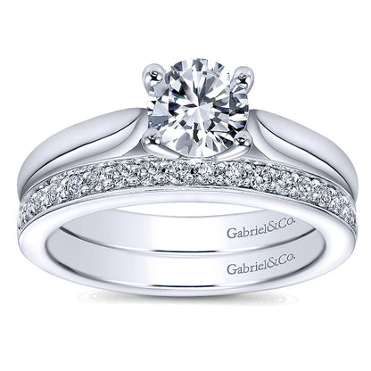 Wedding Band 14k White Gold Diamond Straight