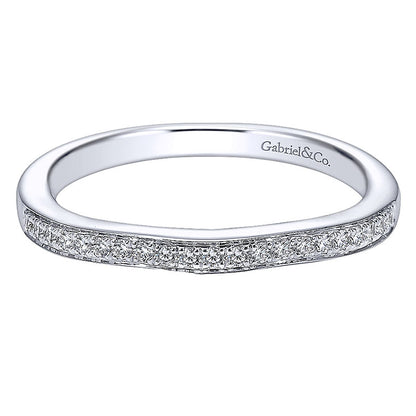 Wedding Band 14k White Gold Diamond Straight
