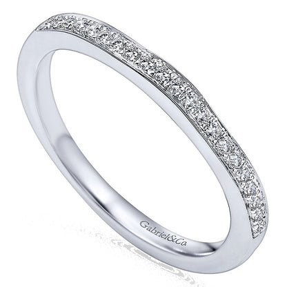 Wedding Band 14k White Gold Diamond Straight