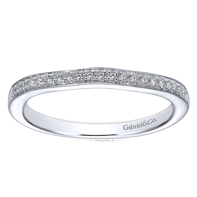 Wedding Band 14k White Gold Diamond Straight