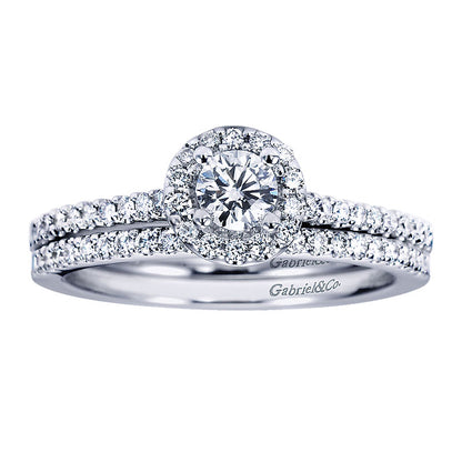 Wedding Band 14k White Gold Diamond Straight