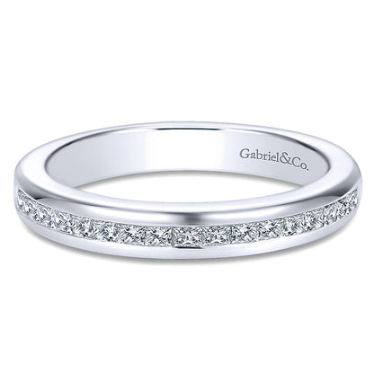 Wedding Band 14k White Gold Diamond Straight
