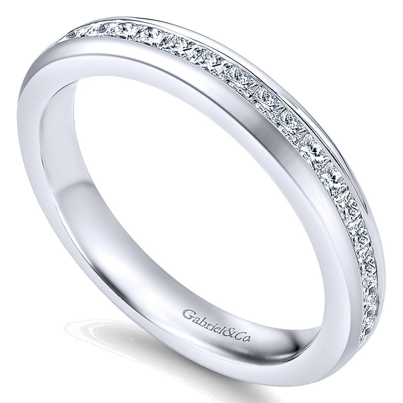 Wedding Band 14k White Gold Diamond Straight