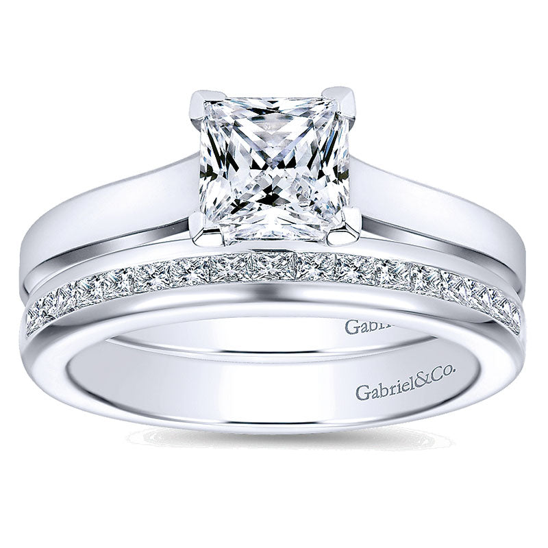 Wedding Band 14k White Gold Diamond Straight