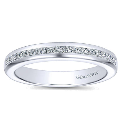 Wedding Band 14k White Gold Diamond Straight