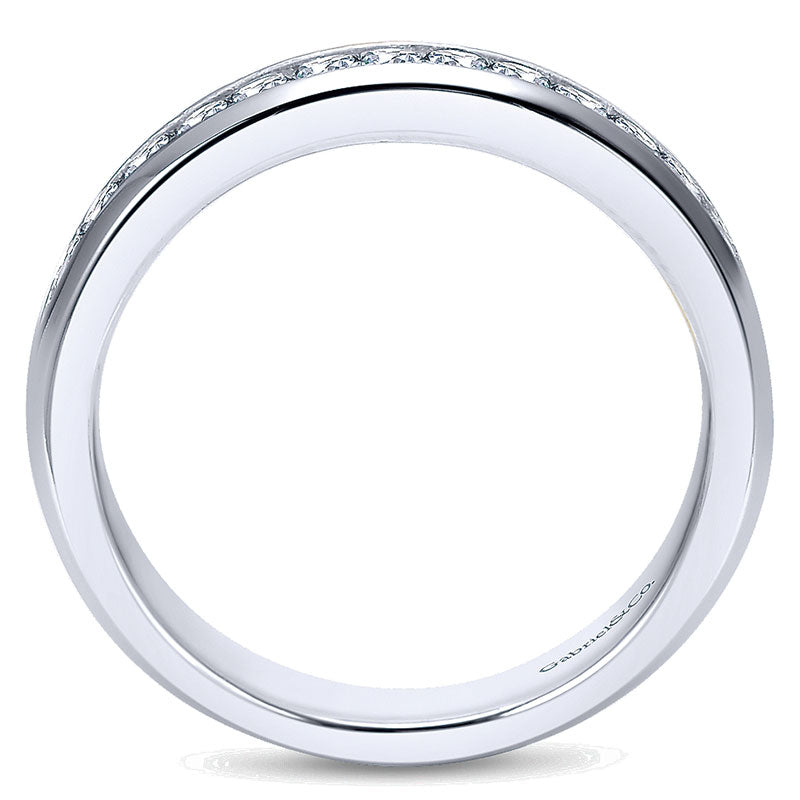 Wedding Band 14k White Gold Diamond Straight