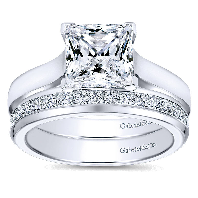 Wedding Band 14k White Gold Diamond Straight