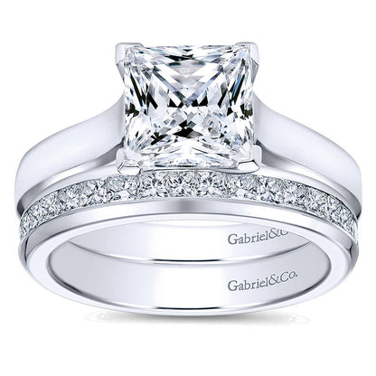 Wedding Band 14k White Gold Diamond Straight