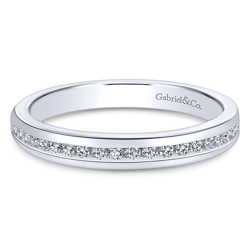 Wedding Band 14k White Gold Diamond Straight
