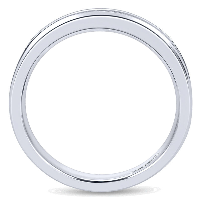 Wedding Band 14k White Gold Diamond Straight