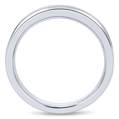 Wedding Band 14k White Gold Diamond Straight