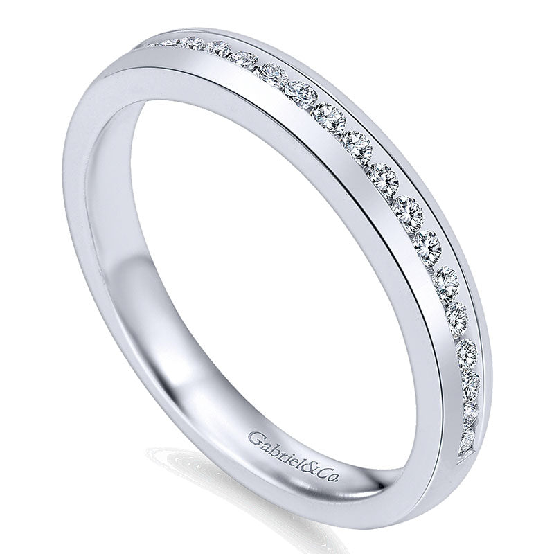 Wedding Band 14k White Gold Diamond Straight