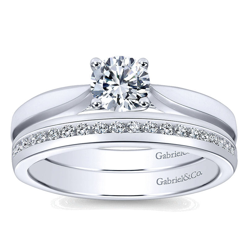 Wedding Band 14k White Gold Diamond Straight