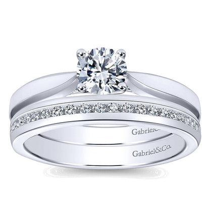 Wedding Band 14k White Gold Diamond Straight