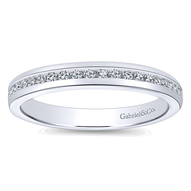 Wedding Band 14k White Gold Diamond Straight