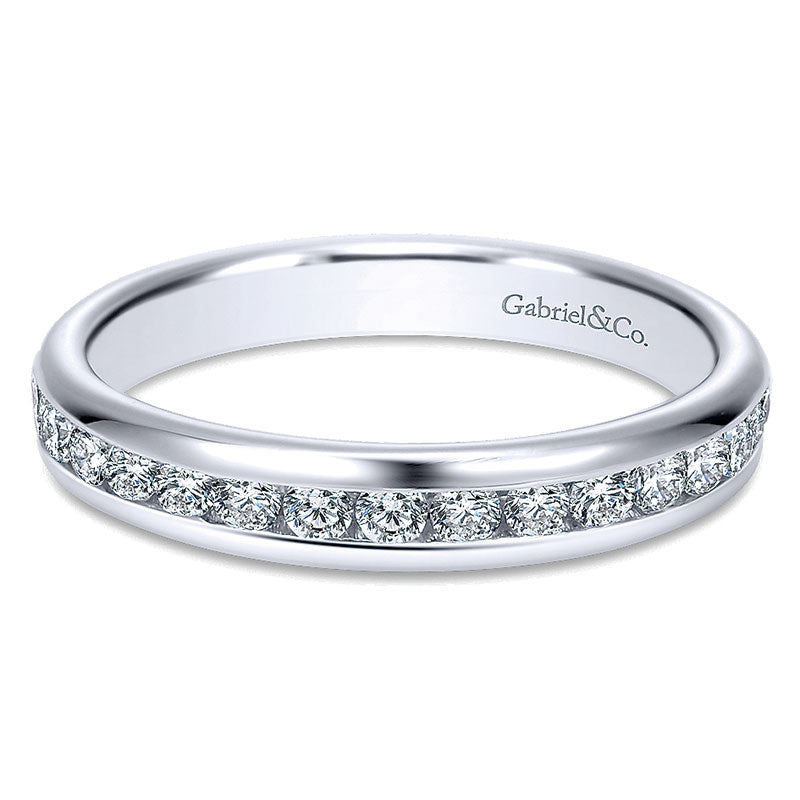 Wedding Band 14k White Gold Diamond Straight