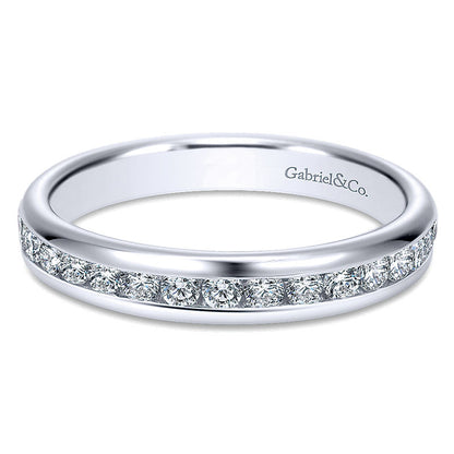 Wedding Band 14k White Gold Diamond Straight