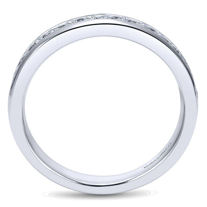 Wedding Band 14k White Gold Diamond Straight