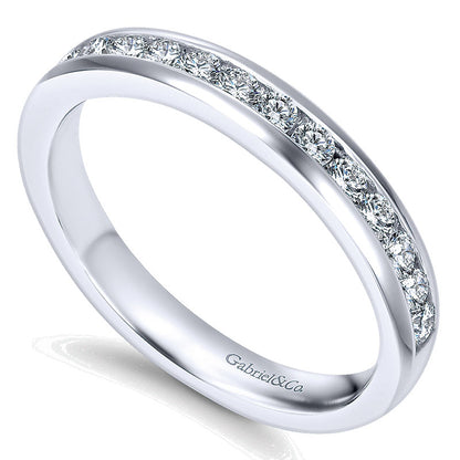 Wedding Band 14k White Gold Diamond Straight