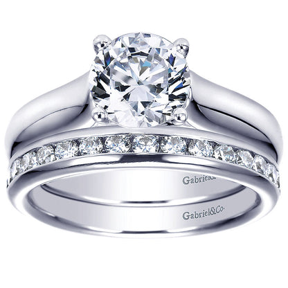 Wedding Band 14k White Gold Diamond Straight