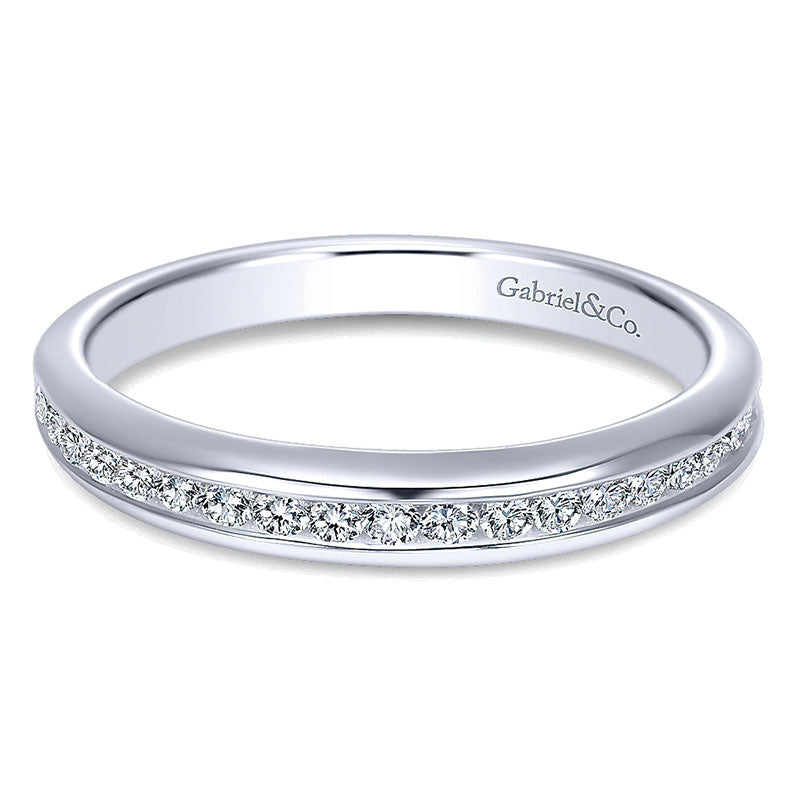 Wedding Band 14k White Gold Diamond Straight