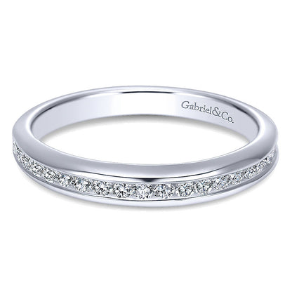 Wedding Band 14k White Gold Diamond Straight