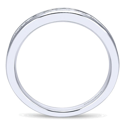 Wedding Band 14k White Gold Diamond Straight