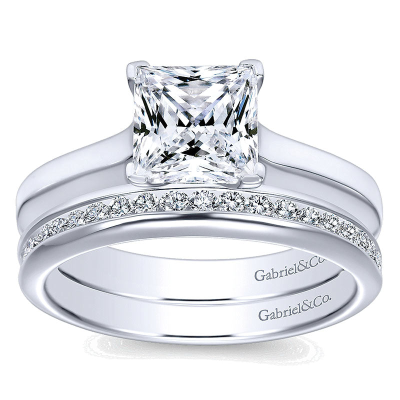 Wedding Band 14k White Gold Diamond Straight
