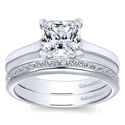 Wedding Band 14k White Gold Diamond Straight