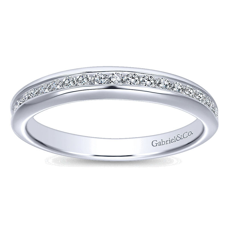 Wedding Band 14k White Gold Diamond Straight