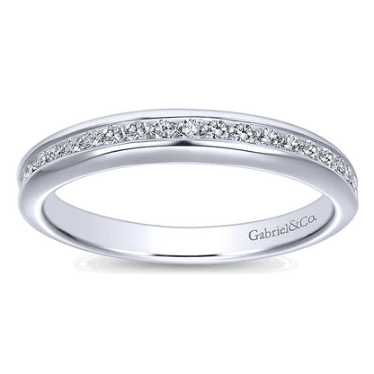 Wedding Band 14k White Gold Diamond Straight
