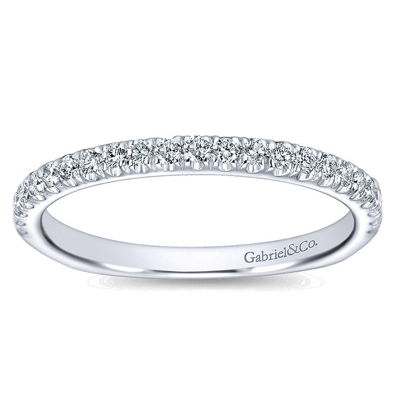 Wedding Band 14k White Gold Diamond Straight