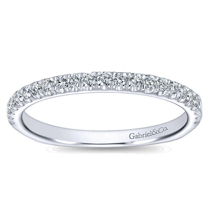 Wedding Band 14k White Gold Diamond Straight